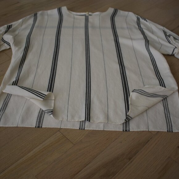 Tibi black striped white crewneck blouse - Picture 3 of 10